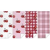4 Pack Towels for Bathroom, Beach Towel, Microfiber Lightweight Beach Towels Oversized, Towel Accessories for Women Girls Swim Cruise Birthday Christmas Party Favors 32x71 IN, Cute Cherry Checkered