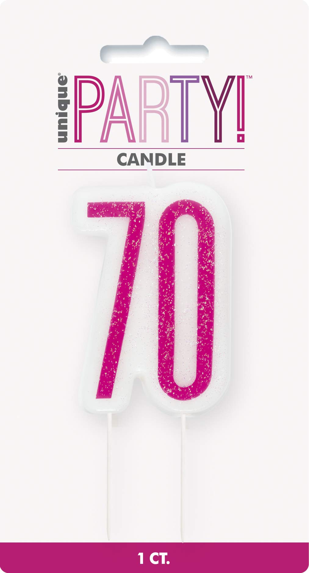 Unique 83897 Pink Number Birthday Candle | Glittered 1 Pc, Age 70