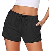 Ekouaer Women Pajama Shorts Comfy Lounge Bottom with Pockets Stretch Strip Sleepwear Drawstring Pj Bottoms Sleep Shorts