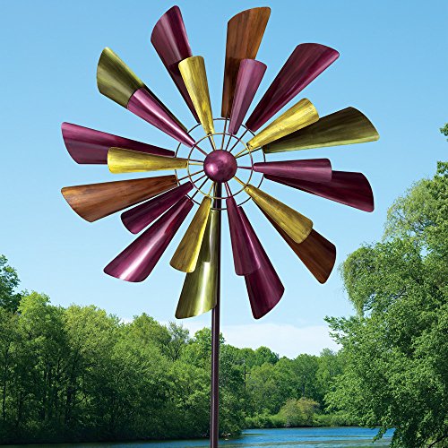 Bits and Pieces - Autumn Palette Wind Spinner - 28" in Diameter Two Level Kinetic Windspinner - Unique Outdoor Lawn and Garden DÃ©cor