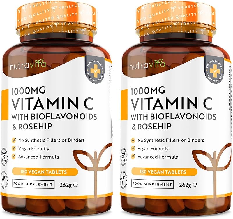 Nutravita Vitamin C 1000mg 360 Tablets 2 Bottles Vegan Bioflavonoids Rosehip UK