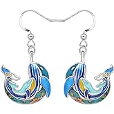 NEWEI Funny Enamel Whale Octopus Jellyfish Shark Earrings Seahorse Dangle Beach Jewelry for Women Hawaiian Gifts