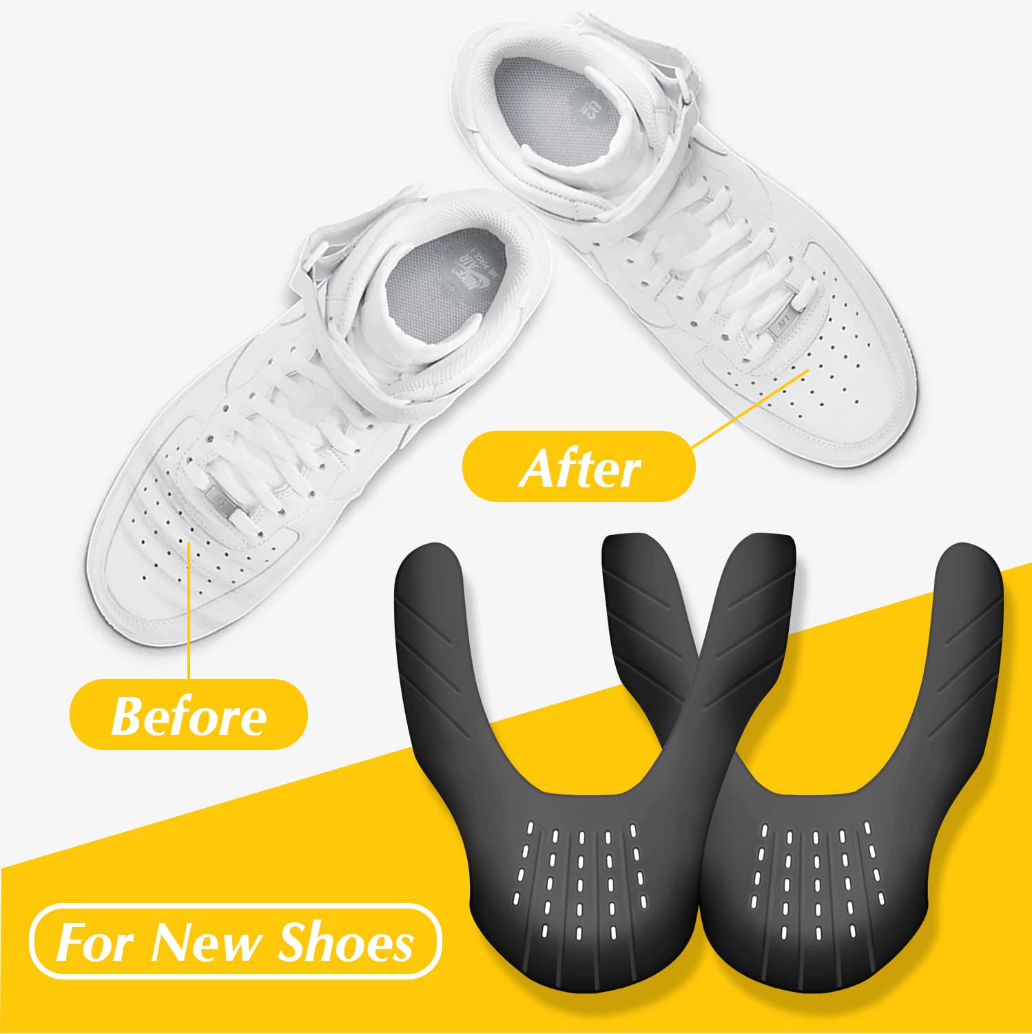 6 Pairs Crease Protector for Sneaker Shoes: AF1/ AJ/Dunks, Anti-Creases Shoe Guard for Men Women Youth Kids, Size 6-10