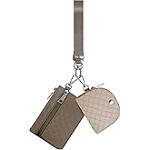 Lavarach Keychain Wristlet Wallet for Women Zippered Dual Pouch Wristlet Nylon Coin Purse Small Wallet with Key Ring