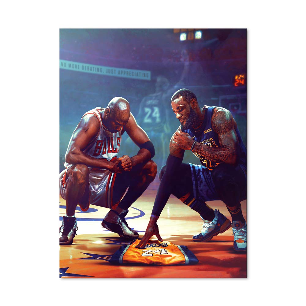 TIMUBA Kobe-MJ-James Canvas Wall Art, Basketball
