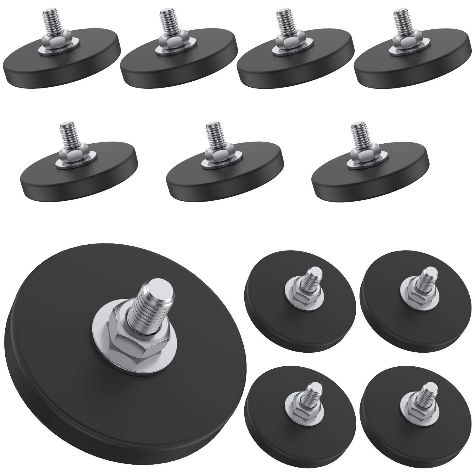 Photo 1 of 12 Pack Rubber Coated Magnets M6 Rock Light Magnets 1.69 Inch Mounting Magnet 30LBS Thread Stud Magnetic Anti-Scratch Strong for Rock Light Bar Camera Cabinet Blackboard Refrigerator (12 Pack)