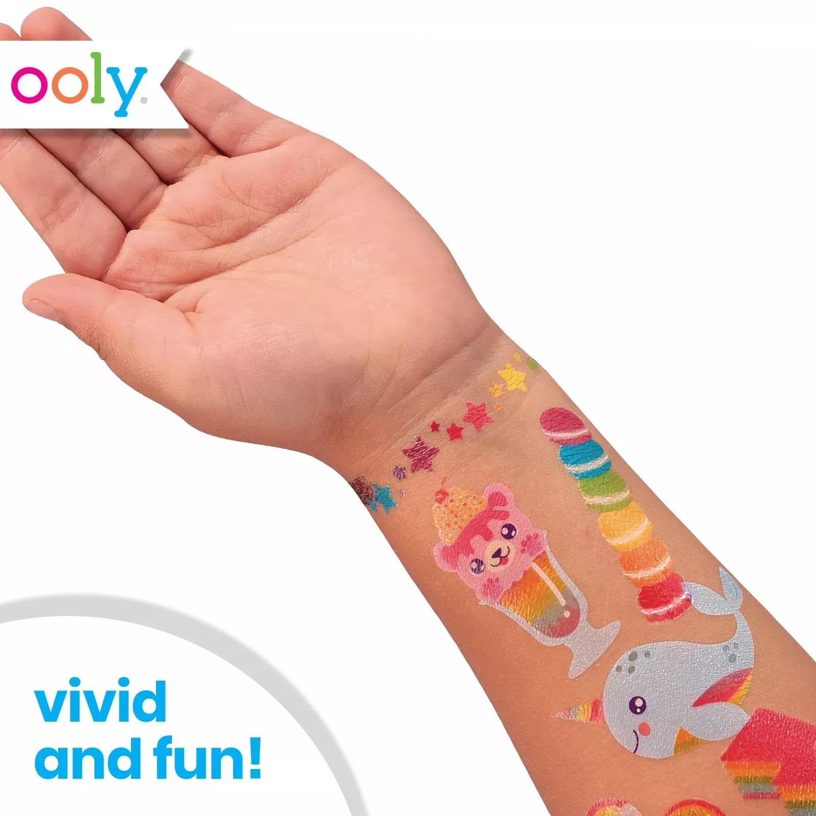 Ooly 50 Temporary Tattoos For Kids, Safe & Non-Toxic Temporary Tattoo, Party Favors Gifts for Kids, Great Goodie Bag Stuffers & Fun Birthday Decorations - Awesome Doodles