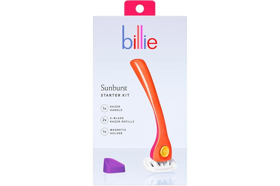 Billie Razors for Women Shave Kit – Women’s Razor + 2 x 5-Blade Razor Refills + Magnetic Holder – Sunburst