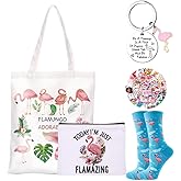 Flamingo Gifts for Women – 5Pcs Gift Set with Cute Socks, Makeup Bag, Tote Bag & 50Pcs Stickers – Perfect Birthday, Christmas, or Gift for Daughter, Sister, Mom & Flamingo Lovers