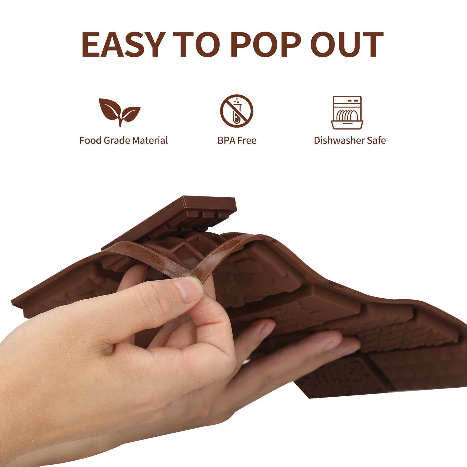 Chocolate Molds, 2Pcs Mini Silicone Chocolate Bar Mold with 100Pcs Bags, Break Apart Non-stick Small Chocolate Candy Bar Molds Wax Melt Molds for Chocolate Bar