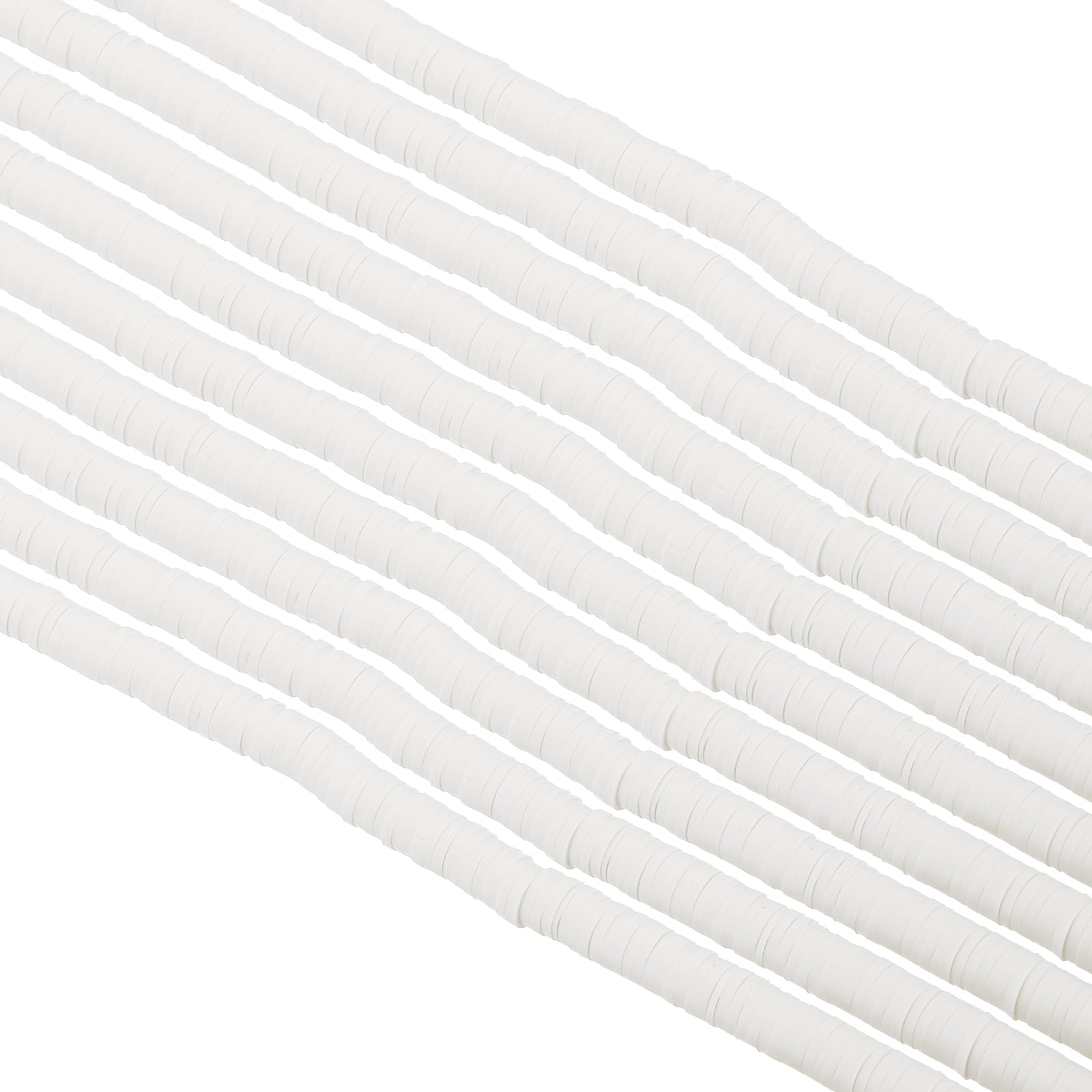 PATIKIL 6mm Polymer Clay Beads Spacer, 3500Pcs 10 Strands Round Flat Handmade Bead Spacer for Craft Home Decor Chain Bracelets Jewelry Making, White