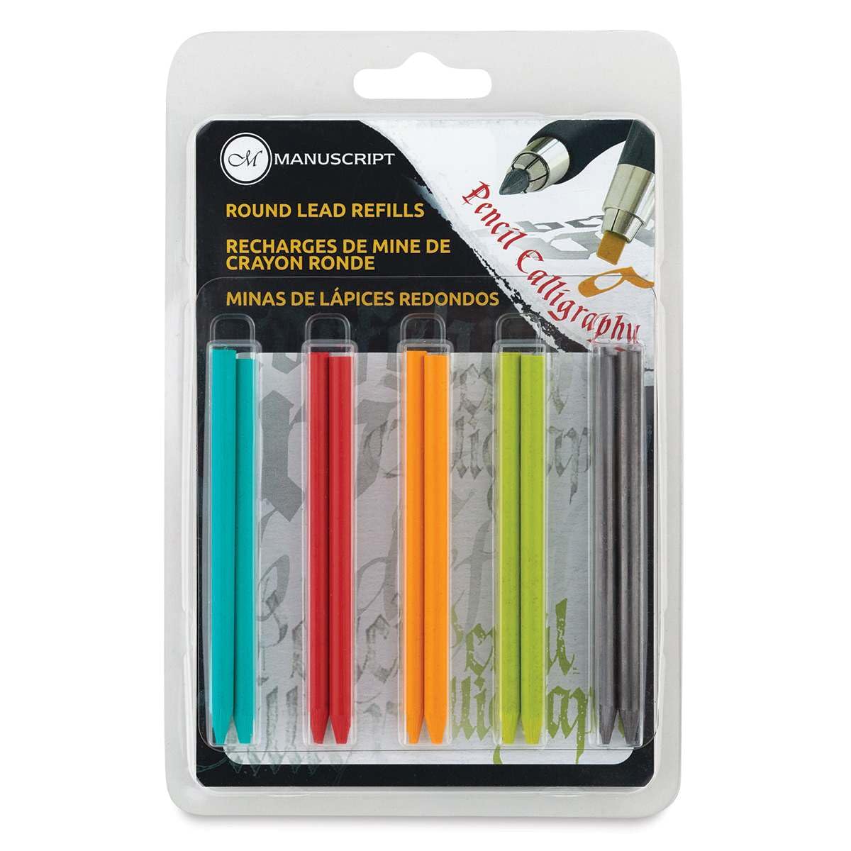 Manuscript Round Mixed Colour Lead Refill - 10 Pieces - Selection of Round Leads for Clutch Pencil in Five Colours - Ideal for Calligraphy, Hand Lettering, Sketching and Illustration, One Size