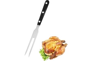 Carving Fork, Meat Cooking Fork, Stainless Steel Meat Fork, Metal Long Two Prong Fork with Wooden Handle, for Kitchen Outdoor