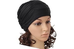 Ewanda store Colorful Pleated Nylon Cloth Swim Cap Large Swimming Cap Hot Spring Bathing Caps for Adult Men Women Long Hair
