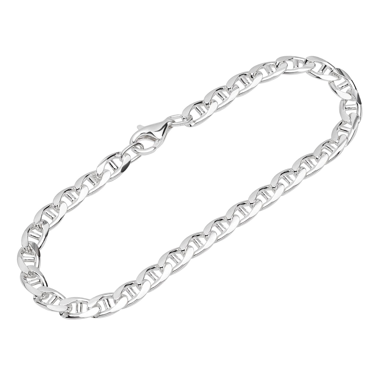 NKlaus bracelet 925 Sterling Silver 22cm bar tank chain oval polished bracelet chain 12193