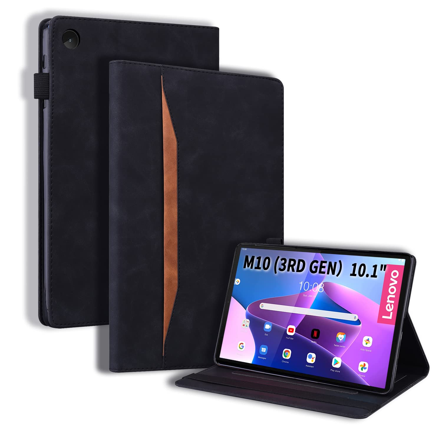 Auslbin Case for Lenovo Tab M10 3rd Gen (2022) 10.1" PU Leather Cover with Stand Function Protective Tablet Case, not for Lenovo Tab M10 Gen 1&2 Black