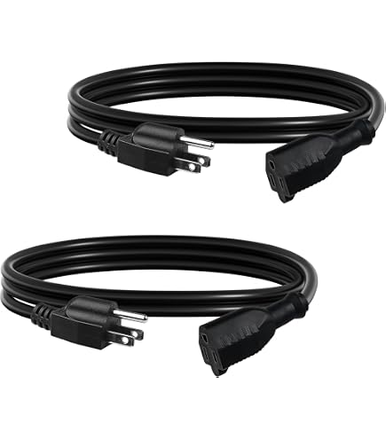 thumbnail image 2 of Thonapa 2-Pack 6 Ft Outdoor Extension Cords - Heavy Duty 16/3 SJTW Black, 3-Outlet End 2 of 6