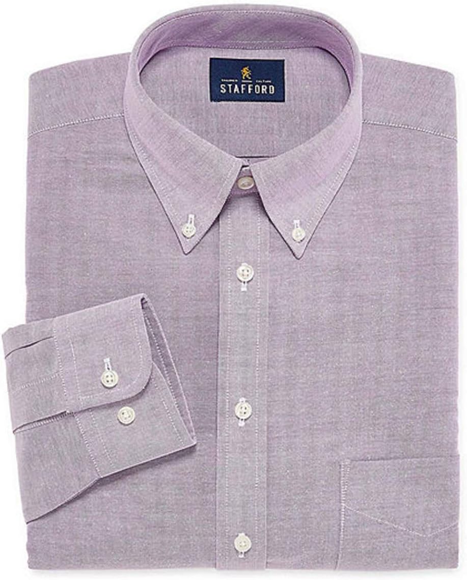 Regular Travel Oxford Mens Button Down Collar Long Sleeve Wrinkle Free Stretch Dress Shirt