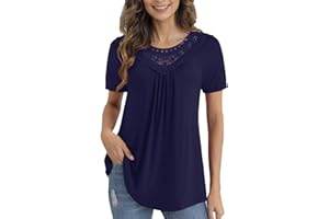 mjhGcfj Short Sleeve Tunics For Women To Wear With Leggings Plus Size Fashion Plain Crew Neck T-shirt Mid-length Blouse