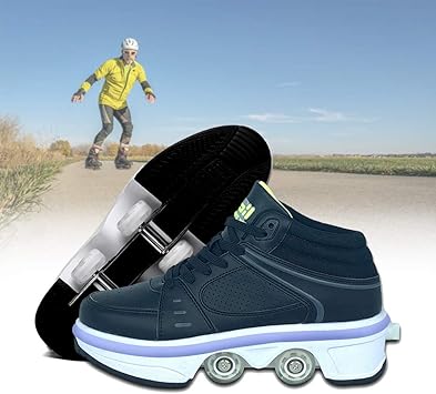 Amazon 目に見えない複列ホイール変形ローラースケート付きローラースケートシューズ 2 In 1自動ウォーキングシューズ 7色 Ledライト付き防水通気性スニーカー Hxa ローラースケート