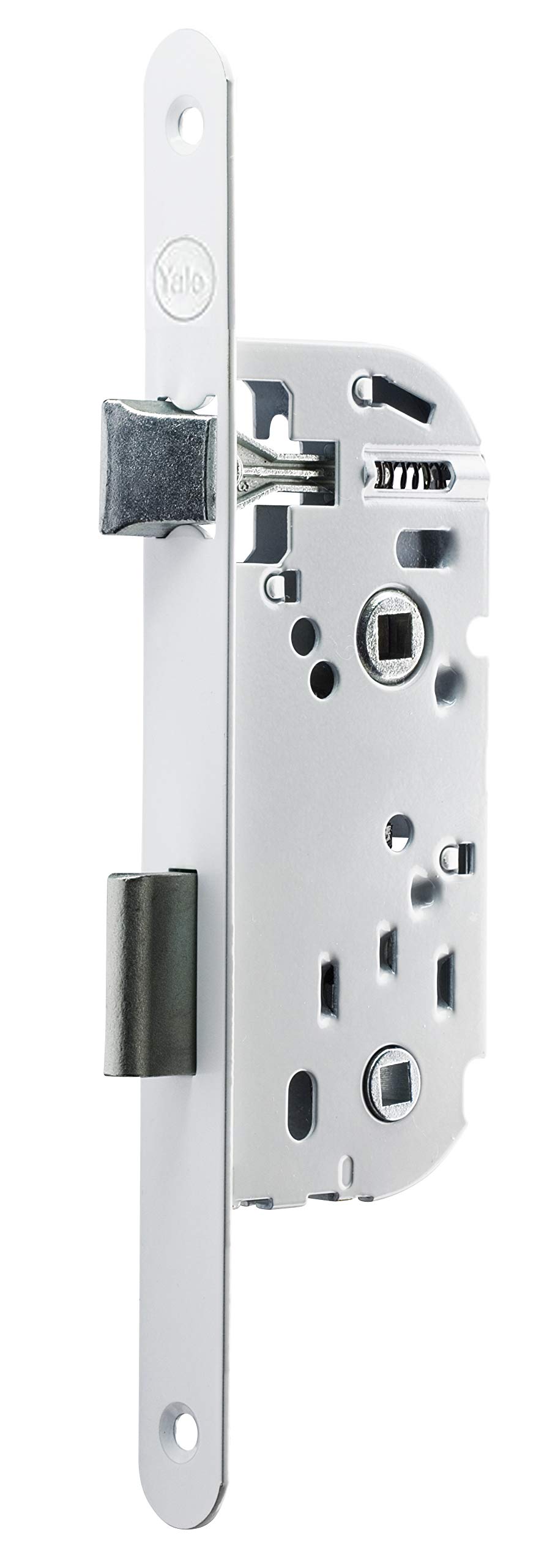 Yale Y53R-A50/B/SC Recessed Lock with Lock, 50 mm Axle, 135 mm Box – Reversible Bolt, Round End Headrest – Bathroom and Toilet Door – White