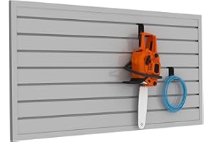 BRITINE Slatwall Panel Garage Organizer PVC Slatwall Heavy Duty Wall Mounted Rack, Interlocking Slat Wall Panels for Tool Organization Peg Board(Grey 4 x 2 ft)