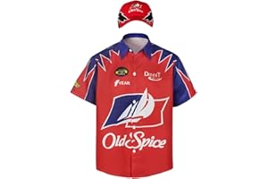 Qosivfey Adult Ricky Bobby shirt Talladega Nights Full costume with hat for Halloween costume