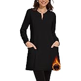 M MOTEEPI Sweatshirt Dress Fleece Lined Quarter Zip Long Sleeve Warm Thermal Fall Winter Dresses with Pockets