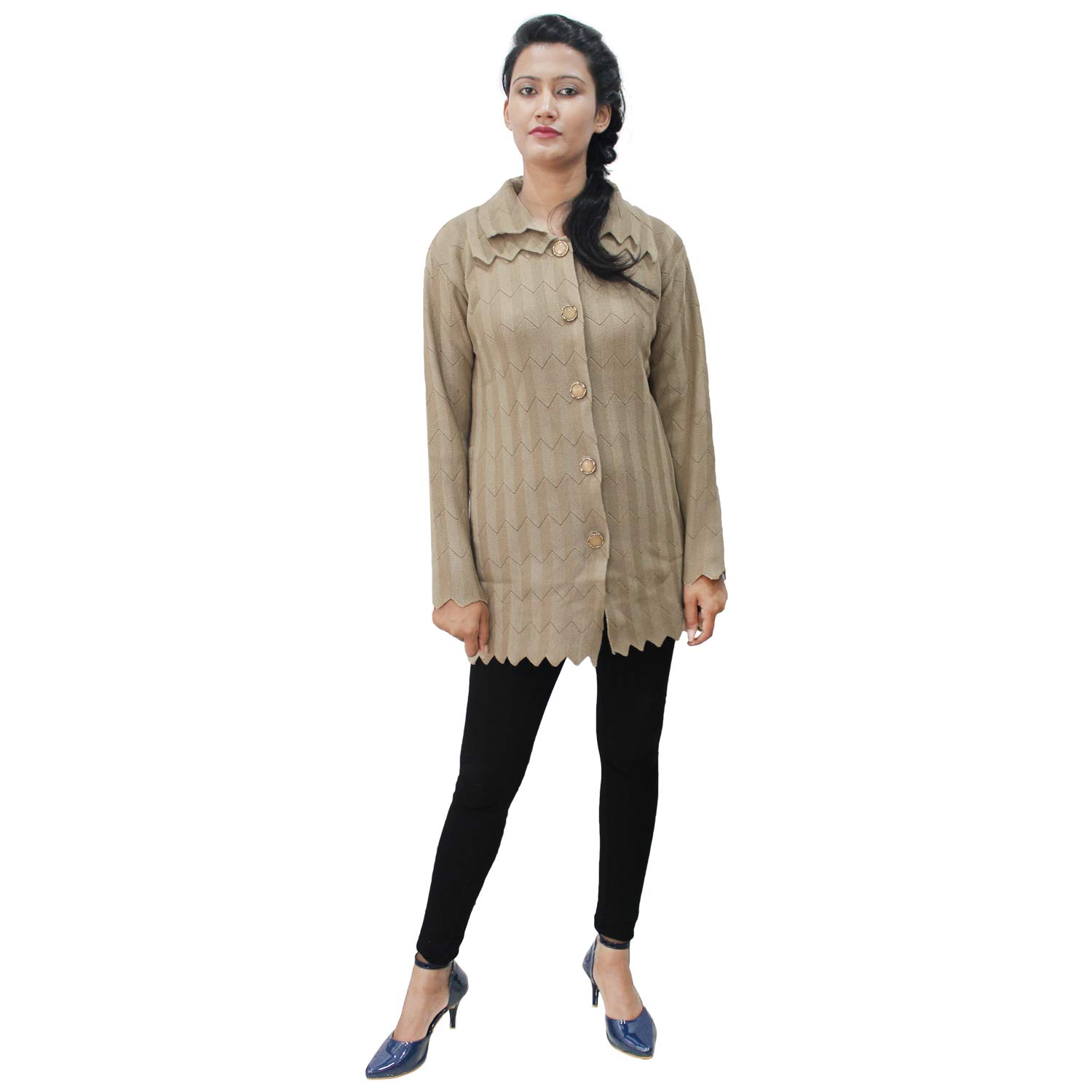 matelco women's wool long cardigan with collars (ad004rk1101bg_beige)