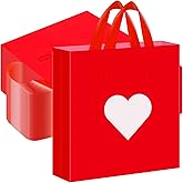Wesnoy 100 Pcs Valentine's Day Plastic Shopping Bags Bulk 10 x 13'' Large Gift Bags with Handle Valentines Gift Bag Heart Reusable Shopping Bag for Galentines Valentine Party Supplies (White)
