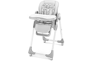 Babilous Foldable High Chair with Soft Cushion, High Chairs for Babies and Toddlers, Height Adjustable Feeding Chair, Adjustable Backrest and Footrest, Lockable Wheels, Star Gray