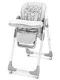 Babilous Foldable High Chair with Soft Cushion, High Chairs for Babies and Toddlers, Height Adjustable Feeding Chair, Adjustable Backrest and Footrest, Lockable Wheels, Star Gray