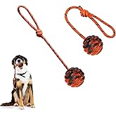 Vitalili 2Pcs Dog Training Ball on Rope - Exercise &amp; Reward Toy for Dogs - Chew, Pull, Throw, Tug &amp; Fetch - Belgian Malinois Gifts