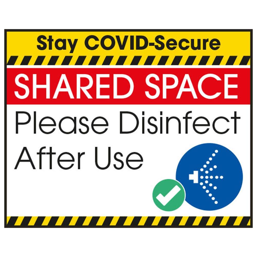 V Safety COVID-Secure Sticker - Shared Space. - 100mm x 80mm - Self Adhesive Vinyl