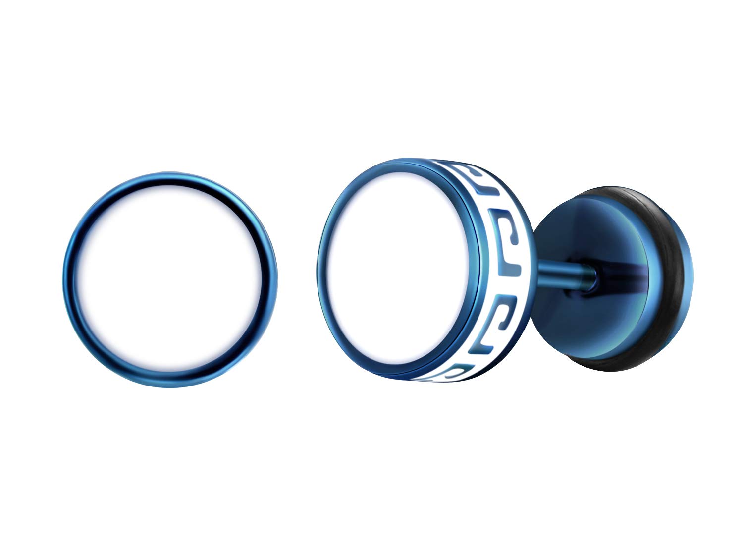 Feilok Cool 8mm Mens Stainless Steel Stud Earrings Women Piercing Ear Plug Tunnel blue