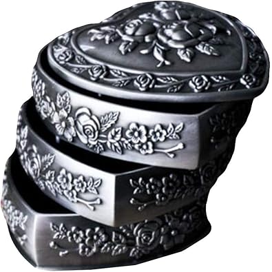 LDFN Joyero 3 Capas Europea Vintage Metal Tallado Caja de