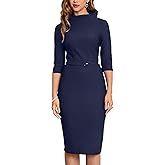 MUXXN Women's 1950s Vintage 3/4 Sleeve Elegant Collar Cocktail Evening Dress