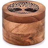 Samhita Handmade Acacia Wood Urn for Human Ashes, Tree of Life Wooden Box Urns for Ashes - Cremation Pet Urns for Dogs Ashes, Urn for Ashes (3.5" x 3.5" x 2.5")