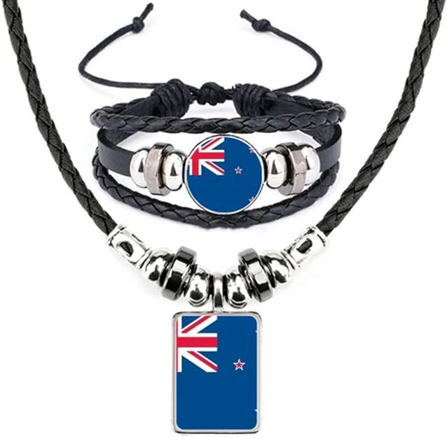 New Zealand National Flag Oceania Country Leather Necklace