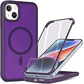 CoozCase for iPhone 14 Case with Built-in Screen Protector Anti-Scratch,for Apple iPhone 13 Protective Phone Cases,Compatible with MagSafe for Men Women-Dark Purple