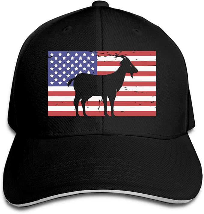 Goat USA Flag Sandwich Cap Baseball Cap Hats Adjustable Trucker Cap