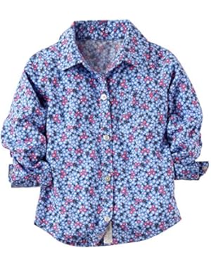 Baby Girls' Printed Poplin Top - Blue Floral