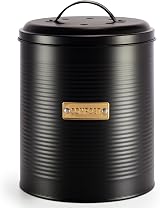 EHC Compost Bin with Lid 3.6 L Galvanised Steel Black Kitchen Countertop