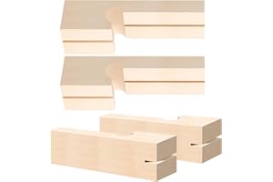 DoubleFill 2 Pairs 4 Inch Line Blocks Masonry String Lines Concrete Blocks for Masonry Tools (Wood,Wood Color)