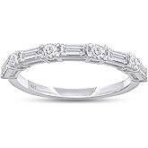 AFFY Lab Grown Diamond Wedding Bands for Women, Half Eternity Stackable Engagement Ring In 14K Gold Over Sterling Silver, Promise Rings, Anniversary Bands Gifts For Her (0.50 Cttw)-10