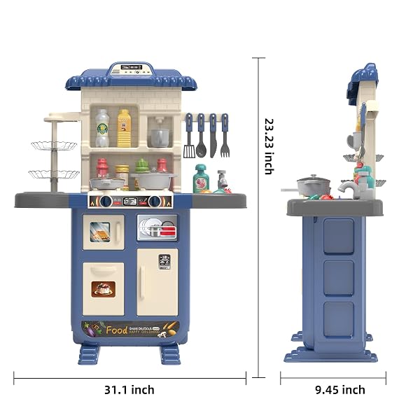 DOLOOWEE KIDS KITCHEN PLAYSET – KITCHEN TOY FOR TODDLERS 3-5 WITH 40+ ACCESSORIES, TOY KITCHEN SET FOR KIDS AGES 4-8, PRETEND TOY FOR KIDS GIRLS BOYS