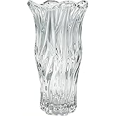 CLYTYOPK Clear Crystal Vase, Thickened Glass Vase for Table Centerpiece, Living Room, Wedding, Holiday Party, 9.1 Inches Tall