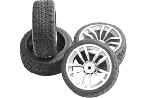 SHARE GOO ShareGoo 12mm Hex Wheel Rims & Rubber Tires for 1/10 RC On-Road Touring Flat Racing Car (Pack of 4)