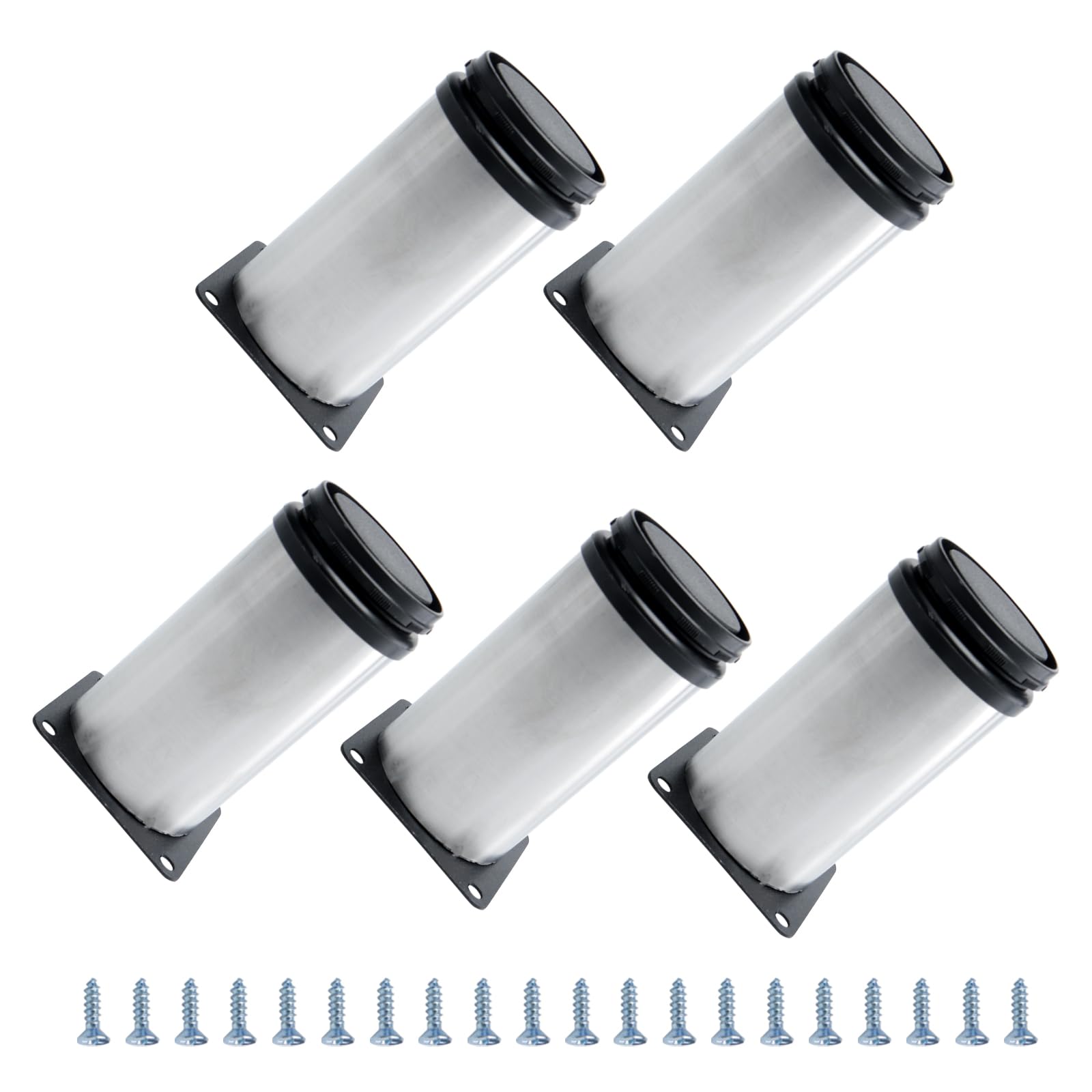 METALLIXITY Furniture Legs (4 Inch Height) 5Pcs, Stainless Steel Furniture Cabinet Metal Legs with Screws - for Home DIY Projects, Sofa Legs, Chair Legs