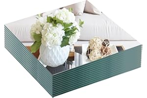 VASUHOME 8" Square Mirrors Candle Plate for Table Centerpieces, Set of 12, 2 mm Thick, Mirror Tiles for Wall, Table Wedding Centerpieces, Party Decor and Crafts